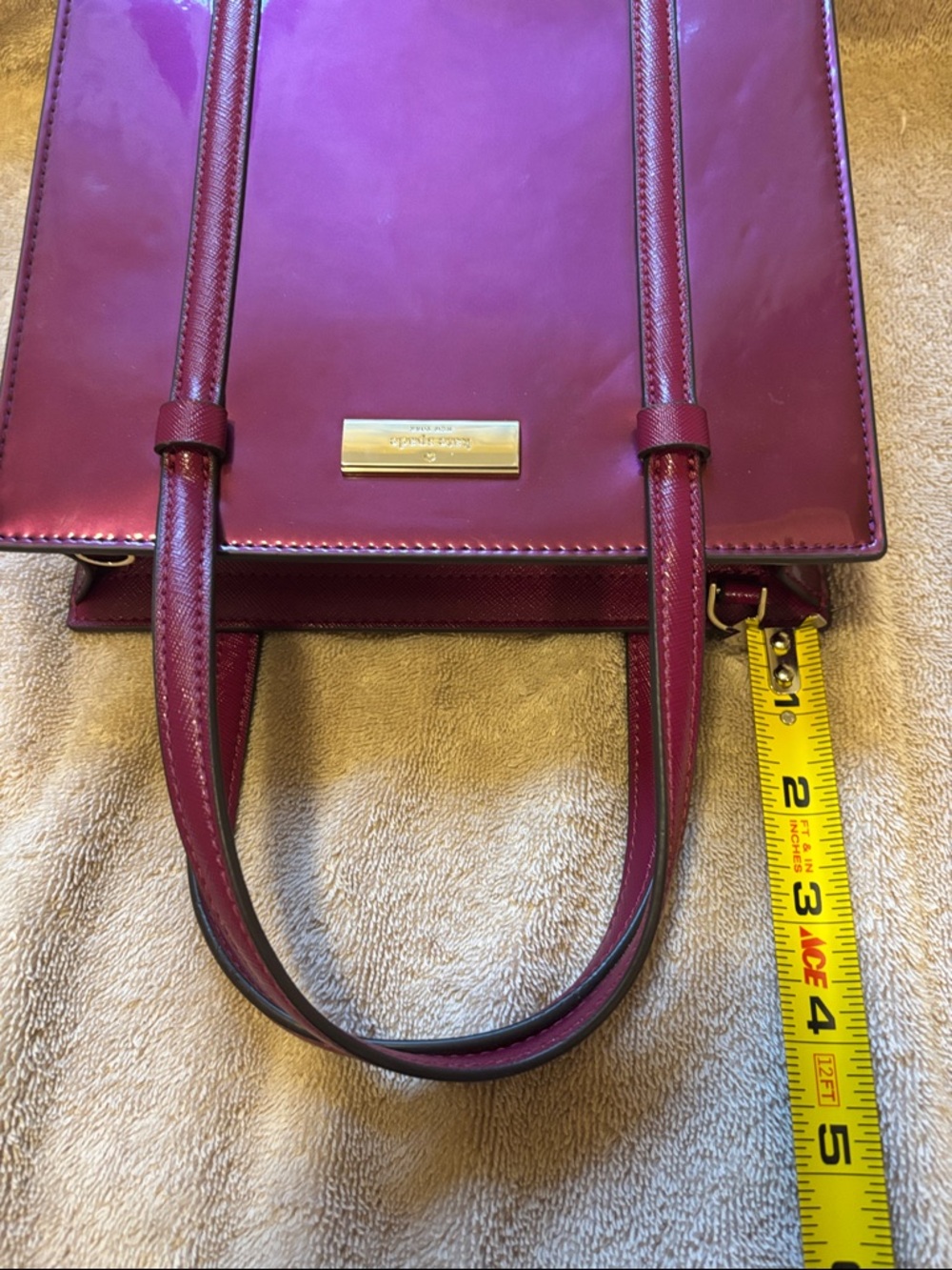 Kate Spade New York Kenzie Small Tote Dark Raspberry Patent Leather - Picture 14 of 16